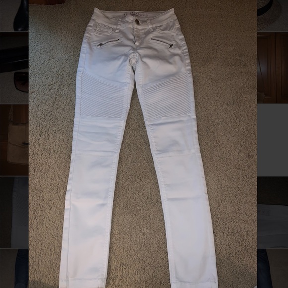 Tinseltown Denim - White Moto Jeans